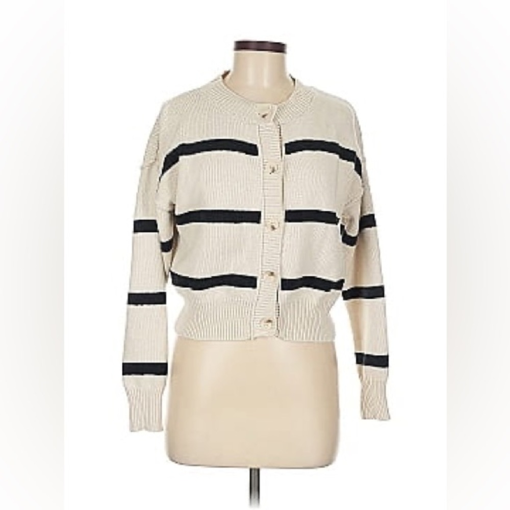 Striped Cream and Black Women's Sweater